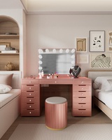 Commode moderne Docarelife en or rose avec ampoules, panneau en MDF pour chambre à coucher, salon et hôtel