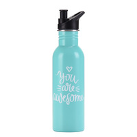 Botella de Agua de Acero Inoxidable Aislada al Vacío, Portátil, de 750 ml (25 oz), con Aislamiento de 6 Horas, Tapa con Eslogan Impreso, Venta al Por Mayor