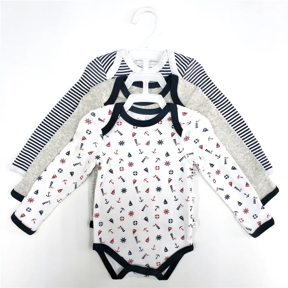 High Quality Spring Round Neck Newborn Clothes Toddlers Girl Long Sleeve Cotton Bodysuit Baby Rompers