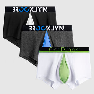 Nuevo diseño de ropa interior para hombre, calzoncillos de pierna corta, logotipo personalizado, transpirable, 95 algodón, doble bolsa, frente abierto, calzoncillos bóxer para hombre - Product Image 2