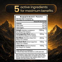 Gummies de Shilajit de l'Himalaya avec Ashwagandha, Sea Moss, Lion's Mane, 105+ Oligo-éléments, Marque Privée OEM