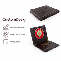 Boîte de rangement artisanale en MDF sculpté pour collection de pièces de monnaie en or, style livre, à charnières, pour médailles commémoratives, cadeau artisanal avec doublure colorée
