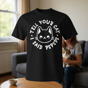 T-shirt promotionnel pour les amoureux des chats : « Dis à ton chat que je dis Pspsps » – T-shirt pour maman/papa de chat - Product Image 3