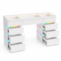 Table de maquillage intelligente à LED RGB avec plateau en verre, vente en gros, table de maquillage futuriste pour les distributeurs, usine OEM ODM