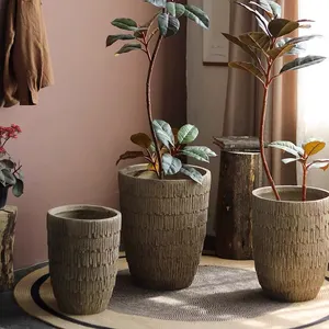Pot taman pemasok Pot tanah liat serat tinggi Pot tanaman dekorasi rumah Pot bunga untuk tanaman