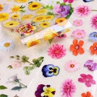 10Pac/pack Kleurrijke Bloem Nagel Transfer Folie Stickers Roos Zonnebloem Daisy Bloemen Nail Art Folie Decals DIY Manicure Nagelsalon