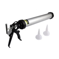 Pistola Dispensadora Manual de Pegamento de Aleación Plateada de 600ml con Émbolo de Varilla Hexagonal, Cubeta de Vidrio Blando, Grado Industrial YG DG-01A, Relación de Empuje 8:1