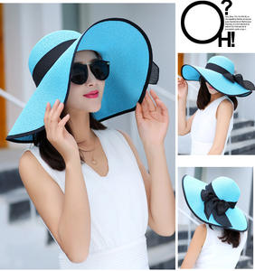 OEM Été Femmes En Plein Air Pliable Plage Vacances <span class=keywords><strong>Soleil</strong></span> Protection UV Chapeau De Paille À La Mode Arc Doux Ourlet <span class=keywords><strong>Pare</strong></span>-<span class=keywords><strong>Soleil</strong></span> Cap - Product Image 3