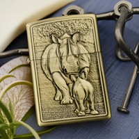 Briquet à chérone coupe-vent en alliage de zinc, avec roue d'allumage en métal gravé, style rétro, pour homme, cadeau, design audacieux
