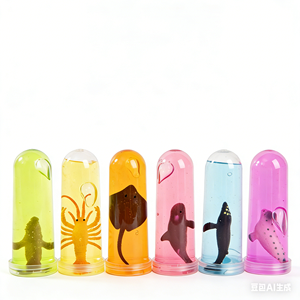 Short Test Tube Jar Ocean Series <b>Slime</b> with Marine Animal Accessories (6 Jars in PVC Box for Children - Product Image 2