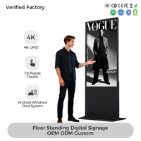 LOGO Custom 4K 50inch LCD Floor Standing Advertising Display Digital Kiosk Touch Screen Digital Signage Advertising Screen