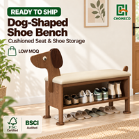 Banc de porte créatif en bois massif détachable Echo pour chiot, avec rangement pour chaussures, banc d'appoint mignon en forme d'animal pour la maison
