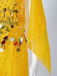 Tenue de danse du ventre pour filles de 2 à 14 ans, Costume de spectacle sur scène, haut court avec pantalon, foulard, couvre-chef, déguisement Cosplay, spectacle de danse - Product Image 5