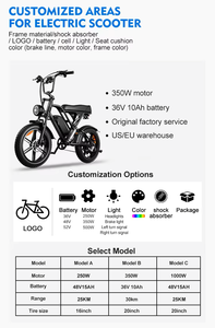 ENTREPÔT OUTRE-MER OEM/ODM Moto électrique tout-terrain à pneus larges de 20 pouces à moteur central (modèle G60) - En stock aux États-Unis Batterie amovible 48V 15Ah - Product Image 4