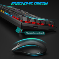 Yeni oyun kablosuz mekanik klavye ve fare Combo RGB arkadan aydınlatmalı USB arayüzü ile tak & çalıştır için bilgisayar masaüstü