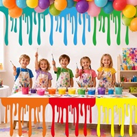 Articles de fête d'anniversaire : 8 jupes de table en feutre colorées à effet éclaboussures de peinture pour la décoration murale de la salle de classe et les décorations DIY