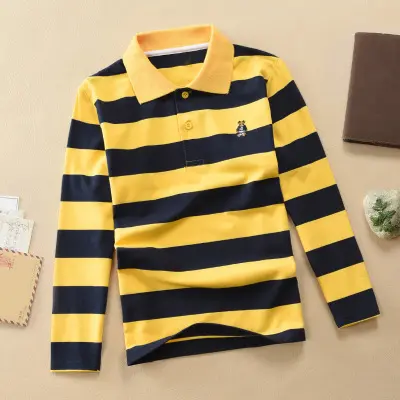 2-15 Years wholesale Long sleeve kids clothing cotton in stock Fashion stripe t shirt polo kids polo shirts for boys