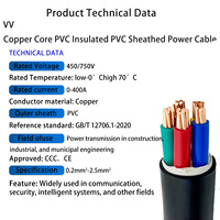 Cable Aislado de PVC VV de 4 Núcleos y 10-300 mm² para Transmisión de Energía Industrial