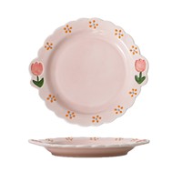 Service de vaisselle en céramique JM, peint à la main, émaillé et gaufré, design tulipe, vaisselle occidentale de haute qualité pour la maison