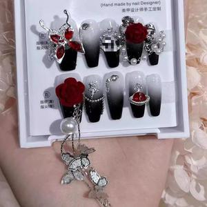 Produits chauds 10 pièces gothique Y2K amande portable oeil de chat Punk métal Style fête ongle autocollant à la main presse sur <span class=keywords><strong>les</strong></span> ongles - Product Image 6