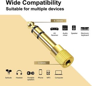 6,35 mm (<span class=keywords><strong>1</strong></span>/<span class=keywords><strong>4</strong></span> inch) mannelijke naar 3,5 mm (<span class=keywords><strong>1</strong></span>/8 inch) vrouwelijke stereo audio <span class=keywords><strong>jack</strong></span>-adapter voor aux-kabel, gitaarversterker, hoofdtelefoon - Product Image 3