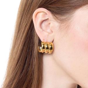 French Style <b>Titanium</b> Steel C Shape <b>Stud</b> Earrings 18K Gold Stainless Steel Geometric Design For Women Everyday Wear - Product Image 4