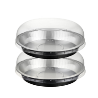 Barquettes jetables rondes en aluminium PET, plastique, micro-ondables, de qualité alimentaire, avec couvercles, pour la cuisson, le barbecue, la grillade, la cuisine, le stockage, la préparation