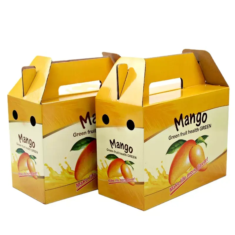 Embalagem de papelão ondulado de grande capacidade com impressão de logotipo personalizado Embalagem ecológica para transporte a granel de frutas frescas