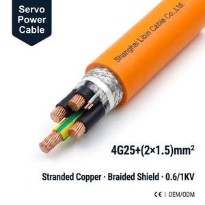 Câble d'alimentation servo haute flexibilité LIBIN OEM ODM CY YY <span class=keywords><strong>CP</strong></span> 4G25+(2*1.5) 0.6/1kV multiconducteur PVC PUR blindé, fabricant sur mesure - Product Image 2