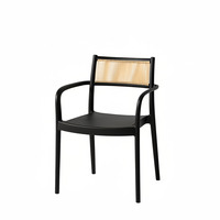 Chaise de salle à manger moderne et colorée avec dossier et accoudoirs, en corde tressée, écologique, portable, empilable, imperméable, en plastique, pour école et appartement