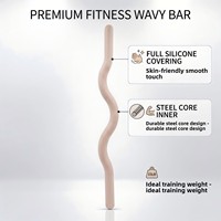 Barre de fitness flexible en acier recouvert de silicone de 15 lb, barre d'exercice lestée antidérapante, équipement d'entraînement pour la maison