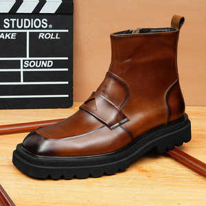 Botas para hombre - Diseño italiano, botas de cuero cómodas y de alta gama, zapatos casuales de caña alta, antideslizantes, duraderas y resistentes al desgaste - Product Image 6
