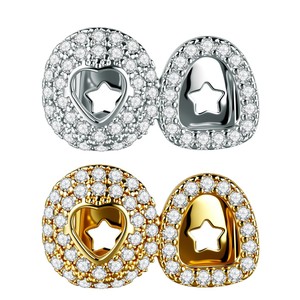 Grillz Cœur Doré en Zirconium, Design Creux, Ornement Dentaire de Fête Unisexe - Product Image 5