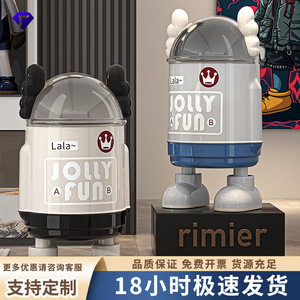Jolly Fun Cartoon Trash Can With Legs <b>Sliding</b> Lid <b>Large</b> Capacity Indoor Use For Living Room Bedroom - Product Image 4