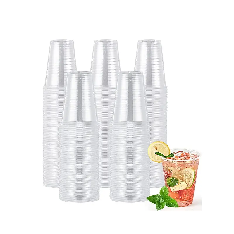 12oz 14oz nhựa trong suốt nước trái cây bong bóng trà ly bao bì lạnh uống lấy đi tùy chỉnh Cốc dùng một lần với nắp đậy