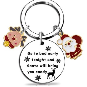 Nuevo Llavero de Acero Inoxidable con Diseño de Papá Noel y Reno Grabado con Láser, un Regalo Perfecto para Navidad - Product Image 1