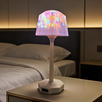 Lampe de Projection à Pieds Hauts Effet Ondulation d'Eau, Lampe de Table Carrée en ABS avec Télécommande, Cadeau LED Ludique pour la Maison et la Création d'Ambiance Romantique