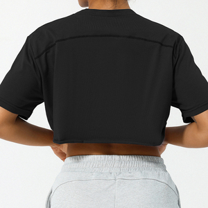 HEARUISAVY été Yoga vêtements sport à manches courtes T-shirt ample Fitness haut col rond décontracté <span class=keywords><strong>femmes</strong></span> en plein air cyclisme haut de sport - Product Image 5
