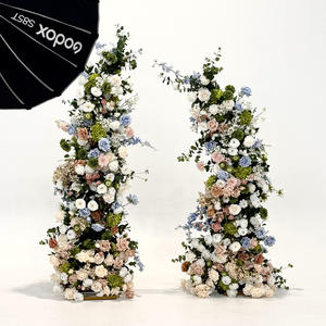 Arche de fleurs blanches en forme de corne pour mariage, décoration en soie, arche de fleurs artificielles en forme de corne, vente en gros D-HOA062 - Product Image 4