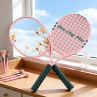 Nouveau miroir cosmétique de style sportif créatif, personnalisation du logo, forme de tennis de table, miroir de maquillage portable personnalisé pour fille