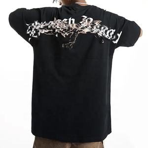 Camiseta de algodón grueso 100% de alta calidad para hombre, cuello redondo de gran tamaño, elegante, informal, manga corta, diseño de punto, privado personalizado - Product Image 1