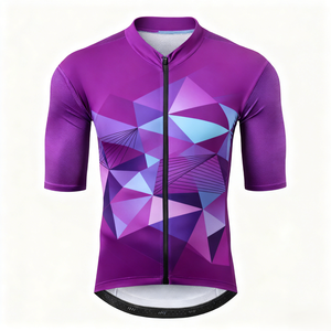 Maillot de cyclisme unisexe réfléchissant à manches courtes avec imprimé géométrique, confortable, respirant et à séchage rapide pour la conduite nocturne - Product Image 1