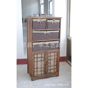 White And Brown <b>Shoe</b> Cabinet Two Doors Four Drawers <b>Storage</b> Living Room Simple Country Style - Product Image 2