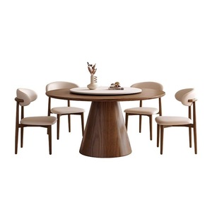 Luxury Modern <strong>Round</strong> Solid <strong>Wood</strong> Marble Dining <strong>Tables</strong> and Chairs Set ,4, 6, 8 Seaters,revolving Restaurant Furniture Designs - Product Image 6