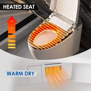 Toilette intelligente en céramique avec <span class=keywords><strong>pompe</strong></span> de chasse d'eau sans réservoir, capteur de pied automatique, siège chauffant, sécheur, lumière nocturne numérique, distributeur de mousse nettoyante - Product Image 3
