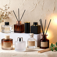 Bouteille en verre cylindrique vide de 50 ml, 100 ml, 250 ml, ambrée, noire, transparente, pour aromathérapie, diffuseur à bâtonnets, flacon de parfum