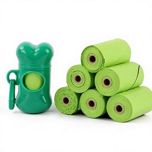 Sacs à déjections canines biodégradables et compostables personnalisés, à bouche plate épaissie, fabriqués à partir d'amidon de maïs - Product Image 1