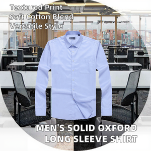 Chemise Oxford à manches longues pour homme, couleur unie, en coton et fibre de bambou, avec impression en relief en caoutchouc - Product Image 2