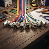 Connecteur M12 8 broches A-codé mâle à montage arrière avec câble 24AWG