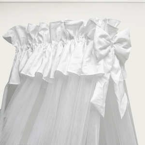 Diseño de anillo superior triangular Redes de bebé con lazo blanco para cuna con soportes de metal - Product Image 6